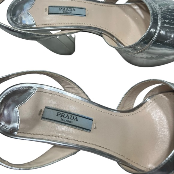Prada Platform metallic silver sandals sz 8.5 - Picture 8 of 14
